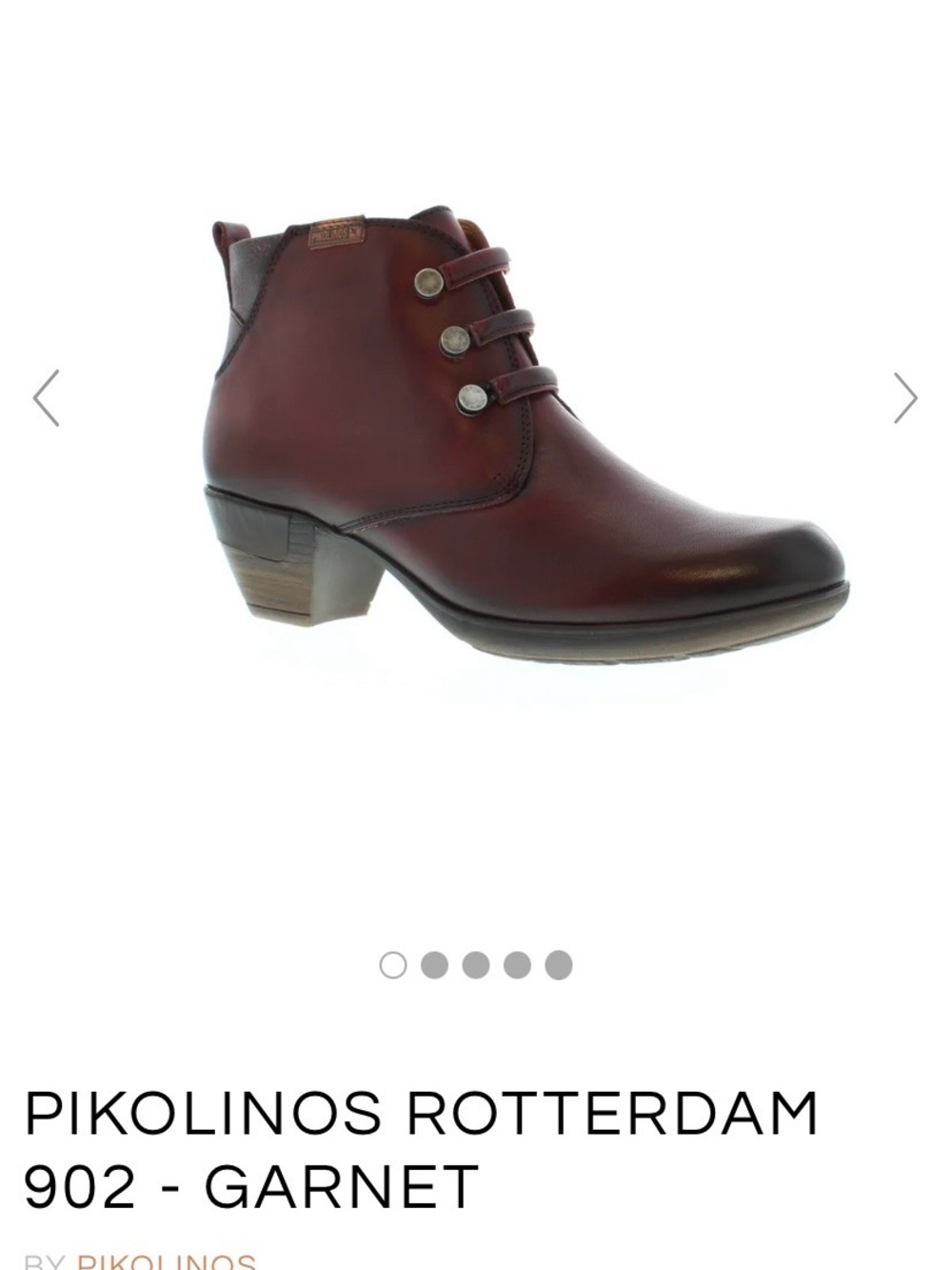 PIKOLINOS Garnet Leather Ankle Bootie with Button Strap side zipper size 7.5